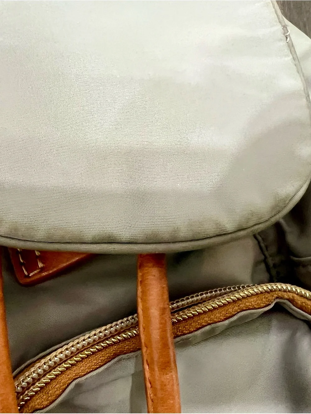 Dooney & Bourke Nylon Mini Backpack Gray Leather Trim Tassel Bag